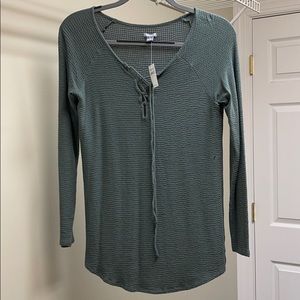 Aerie Olive Lace Up Tee